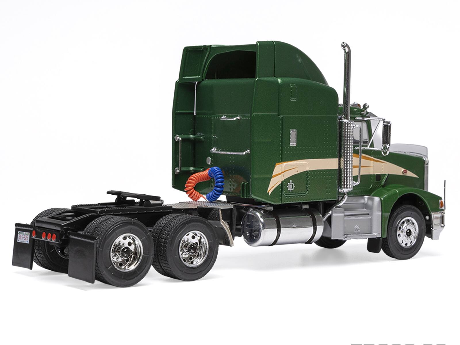 Alt View 2. IXO - 1998 Peterbilt 377 A/E Truck Tractor Green Metallic with Beige Stripes 1/43 Diecast Model by IXO Models.