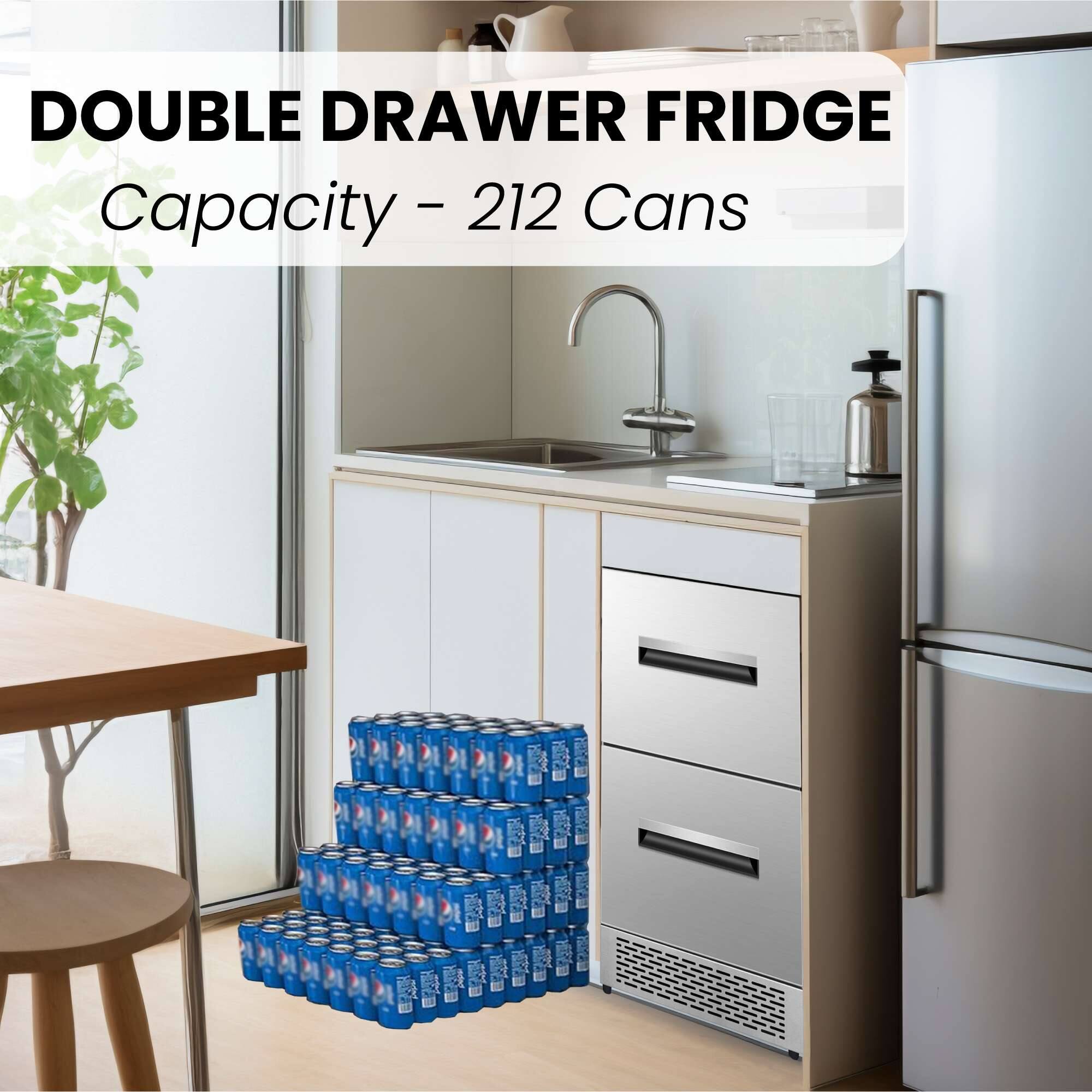 DOUBLE DRAWER FRIDGE  
Capacity - 212 Cans