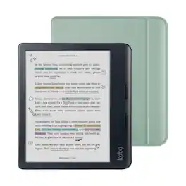 Kobo - Libra Colour eReader (Black) with Bundle - 2024 - Garden Green Basic SleepCover