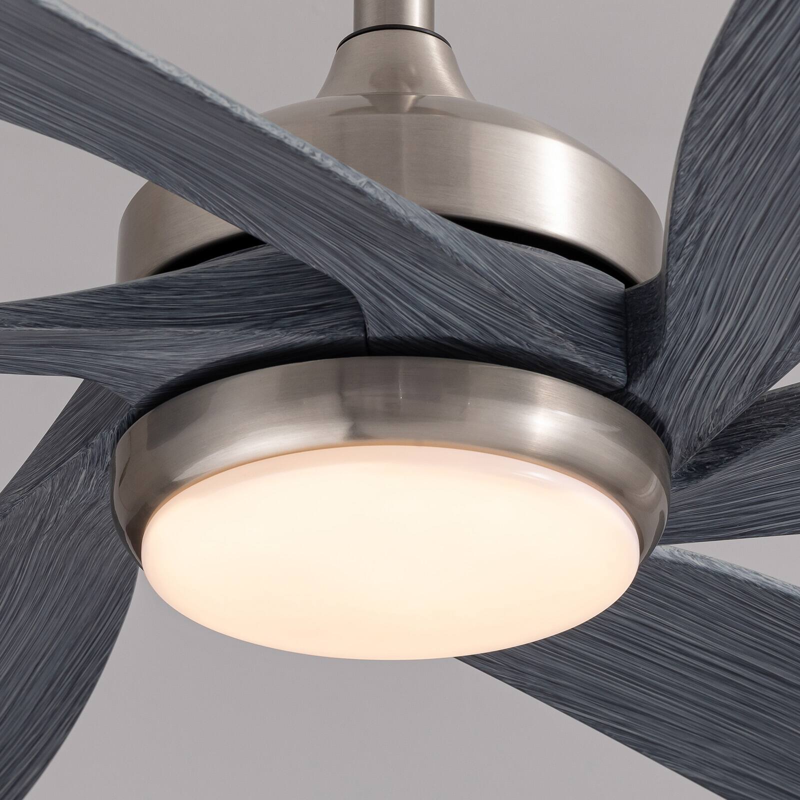 Alt View 6. Siljoy - 64" Modern Silent Ceiling Fan, Reversible DC Motor, 6 Speeds, Timer, Natural Wind, Remote & APP Control, Indoor Outdoor - Brushed Nickel.