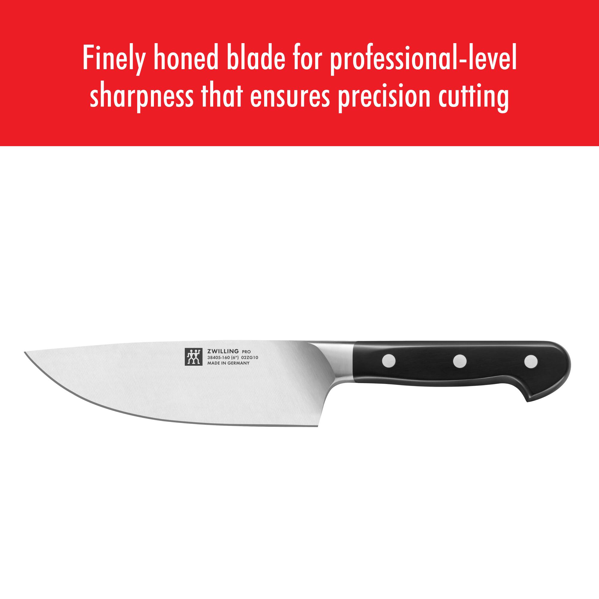 Finely honed blade for professional-level sharpness that ensures precision cutting

ZWILLING PRO  
38405-18  
MADE IN GERMANY