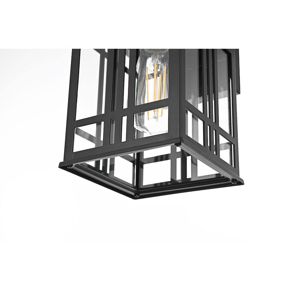 Alt View 1. Elegant Lighting - Harley 13 inch Outdoor Wall sconce in Black - Black And Clear.