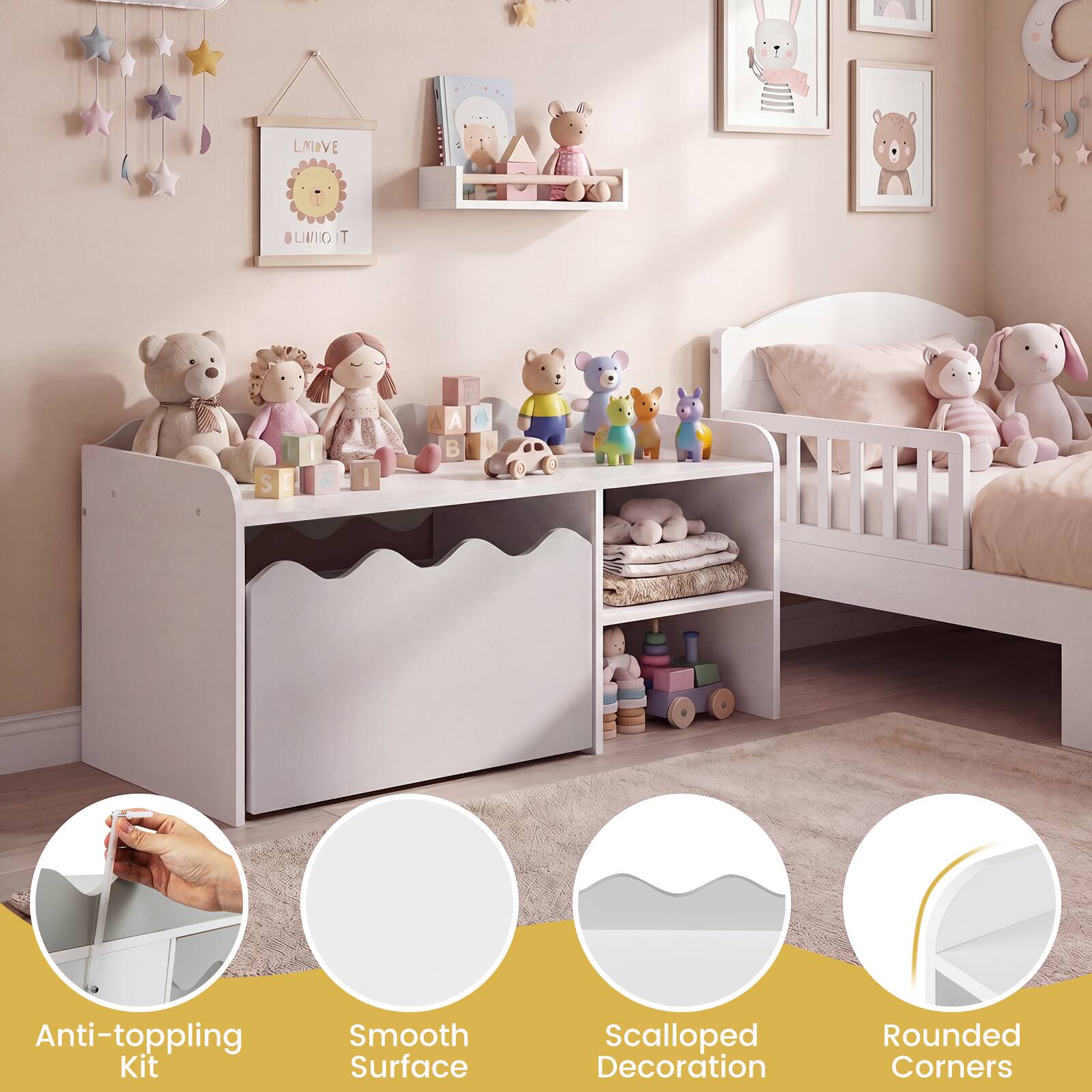 LMOVE LINIO T S e I d A B k C Anti-toppling Kit Smooth Surface Scalloped Decoration Rounded Corners