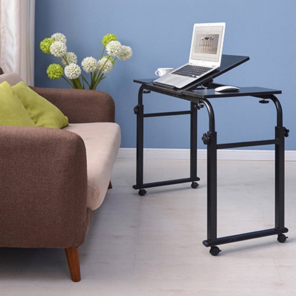 Alt View 5. Homhougo - Mobile Laptop Desk - Adjustable Height Cart Table with Wheels, Ideal for Over-the-Bed Workstation - Black 80cm.