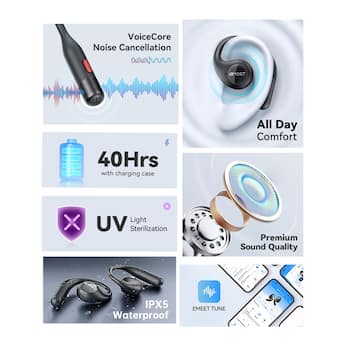 EMEET AirFlow Open Ear Headphones EMO1BB LD Black - Best Buy EMEET AirFlow Open Ear Headphones EMO1BB LD Black - Best Buy
