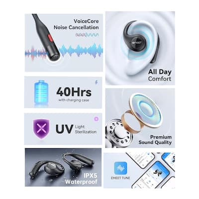 EMEET AirFlow Open Ear Headphones EMO1BB LD Black EMO1BB-LD - Best Buy EMEET AirFlow Open Ear Headphones EMO1BB LD Black EMO1BB-LD - Best Buy