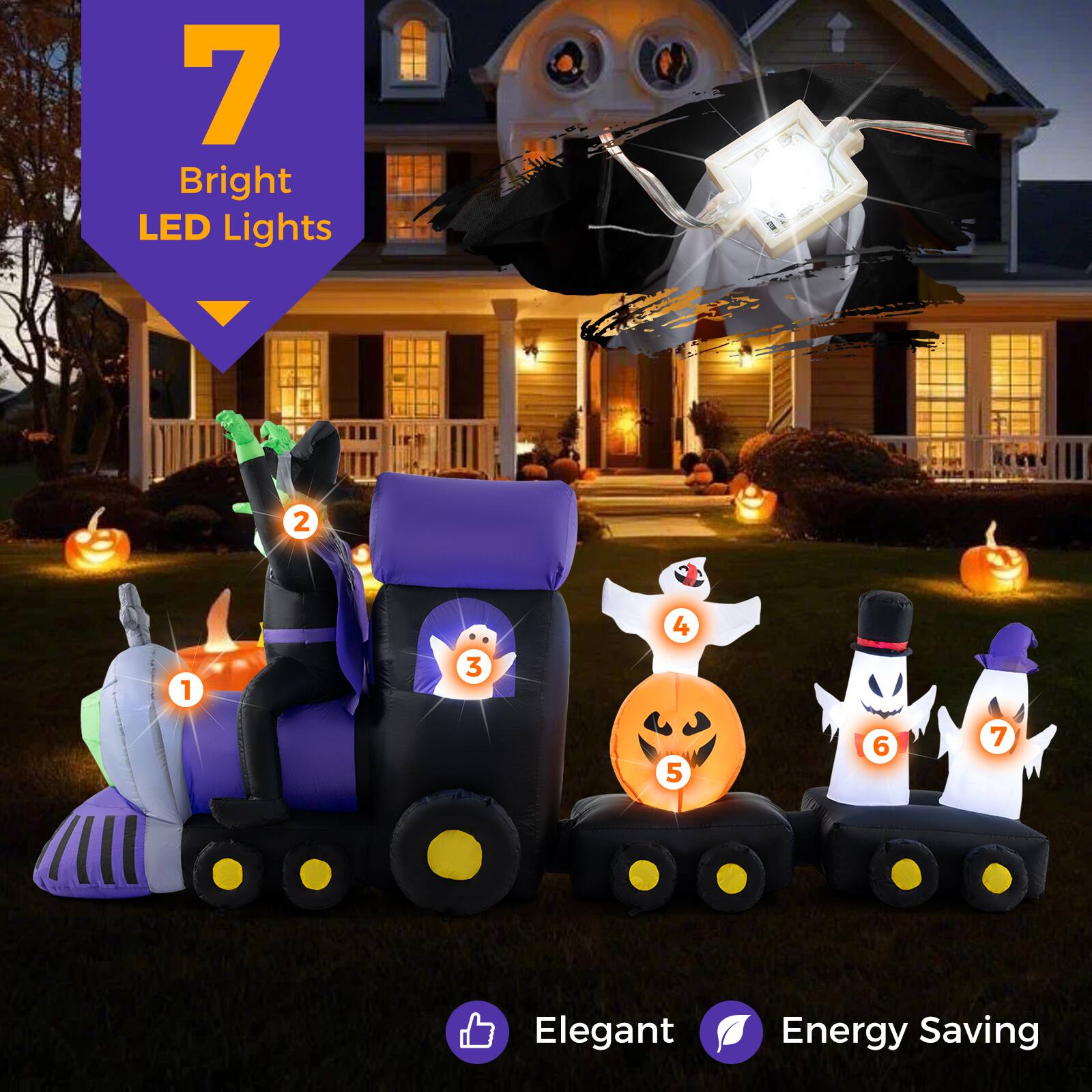 7 Bright LED Lights 2 1 3 4 5 6 7 Elegant Energy Saving