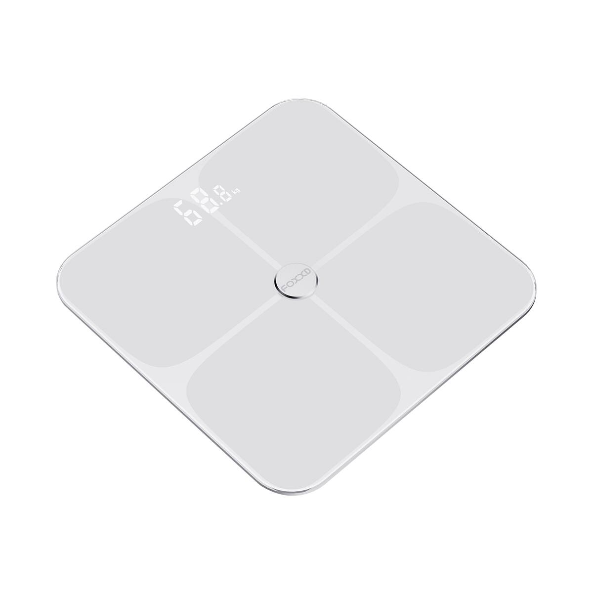Foxxd - BFS1 Smart Body Scale Healthy Weight Steward with Fast lb/kg Unit Weighing of Small Large Scale Surface Bathroom Scale - White