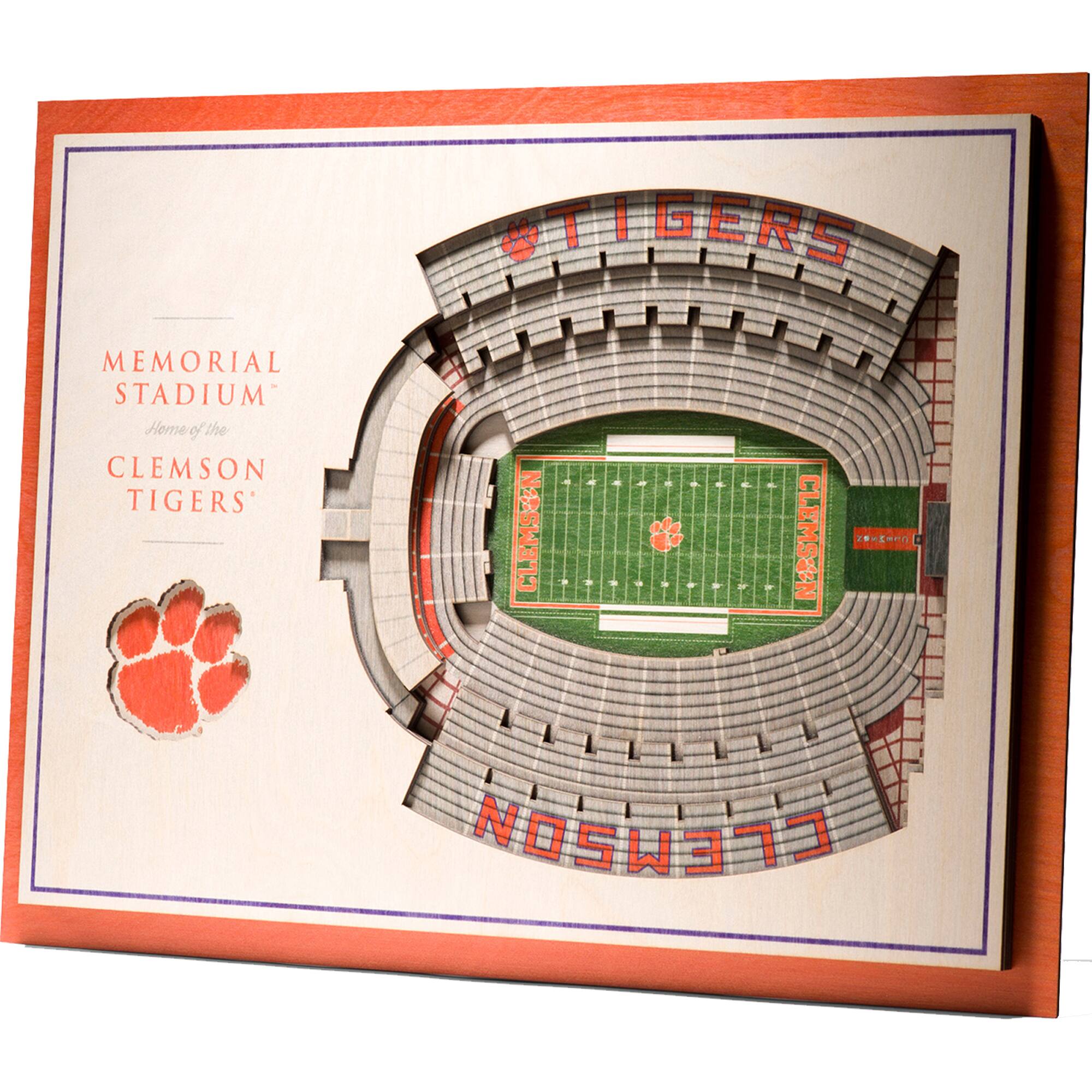 YouTheFan - Clemson Tigers 17'' x 13'' 5-Layer StadiumViews 3D Wall Art - Brown