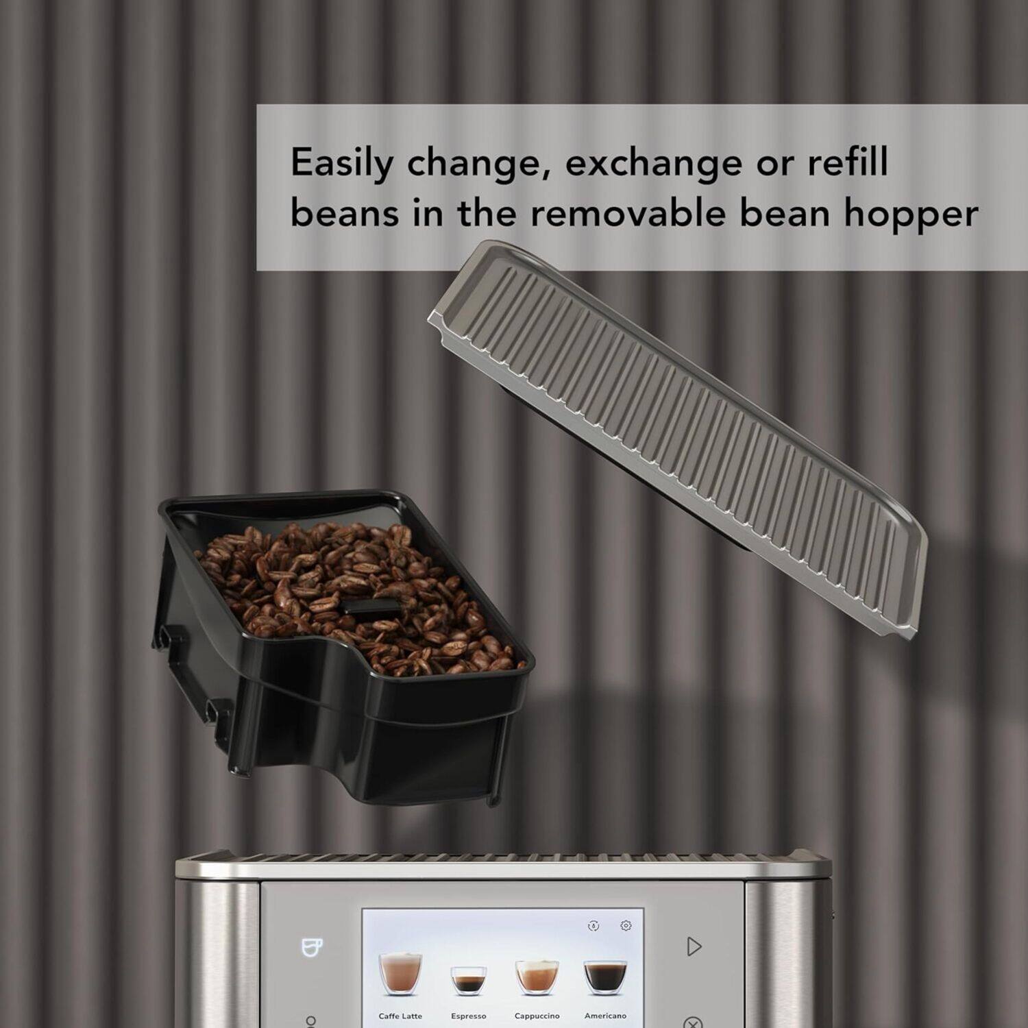 Easily change, exchange or refill beans in the removable bean hopper.

Caffè Latte Espresso Cappuccino Americano