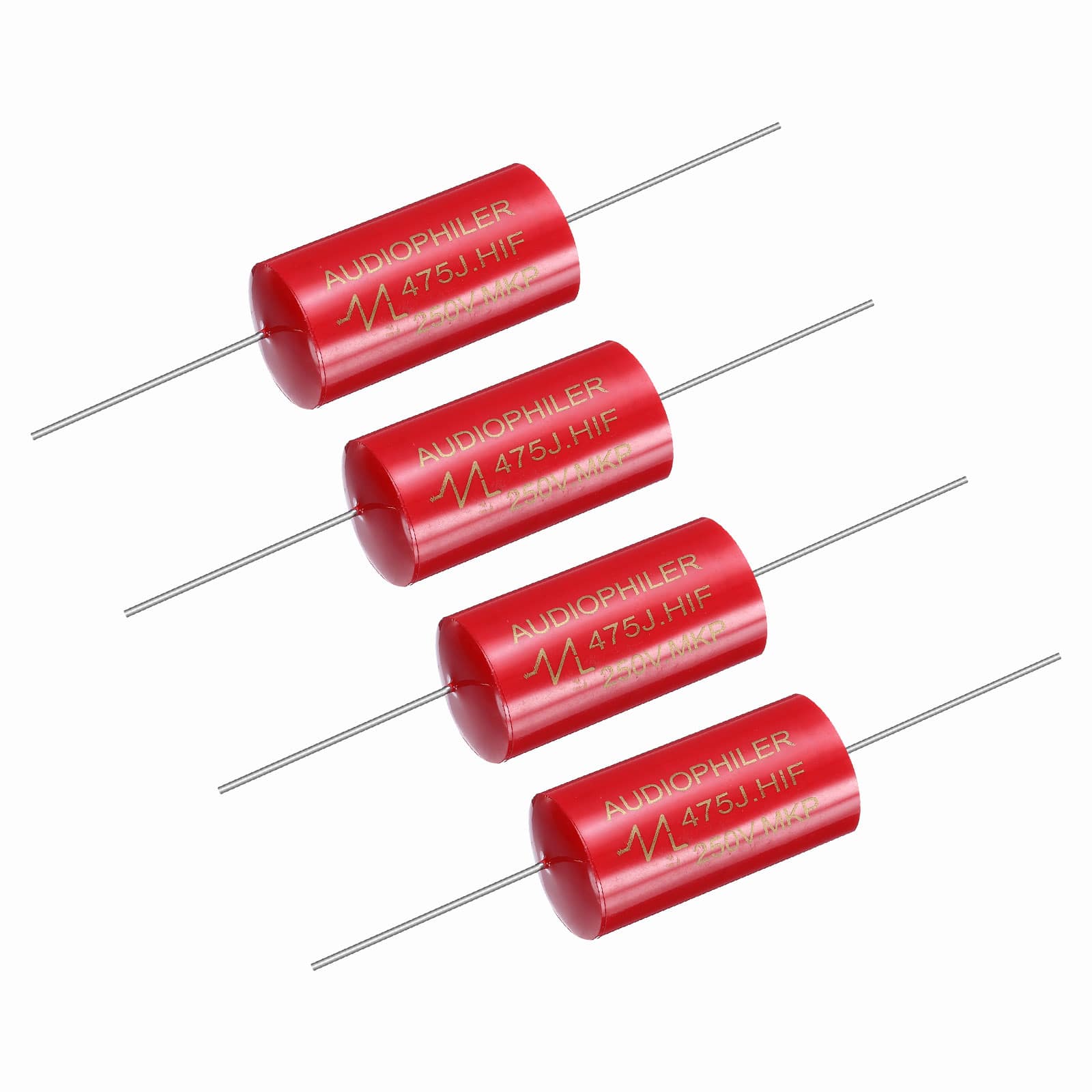Unique Bargains - 4pcs 4.7uF 250V Axial MKP Film Capacitor for Audio Speaker Crossover Frequency Divider - Red price history on PriceWatchPro
