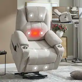 Ropilly - power lift recliner chair heavy duty 350 lbs with lumbar heating and USB ports - Beige