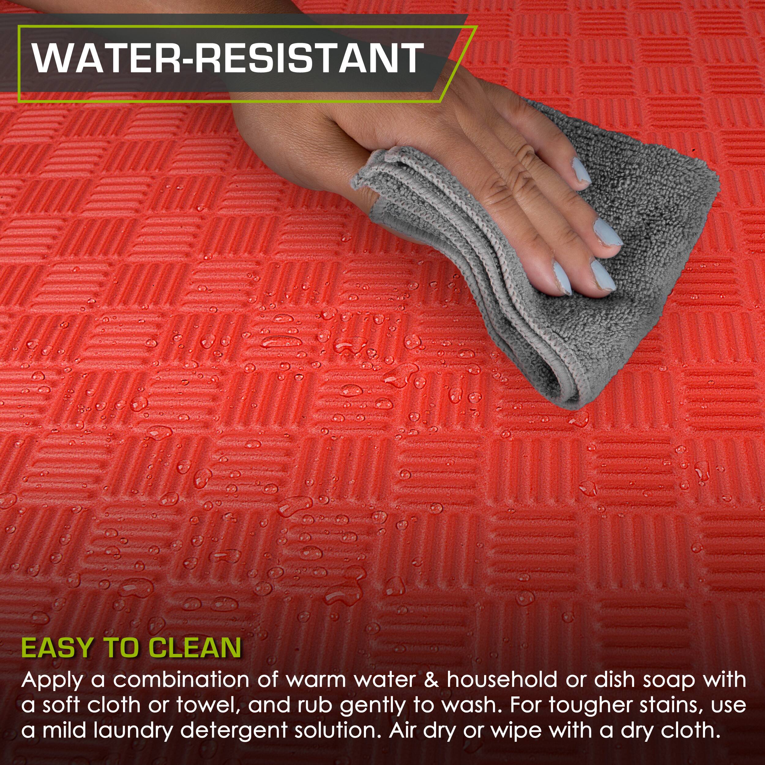 **WATER-RESISTANT**

**EASY TO CLEAN**

Apply a combination of warm water & household or dish soap with a soft cloth or towel, and rub gently to wash. For tougher stains, use a mild laundry detergent solution. Air dry or wipe with a dry cloth.