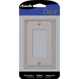 AMERELLE - Imperial Bead Brushed 1 gang Metal Decorator Wall Plate 1 pk - Nickel