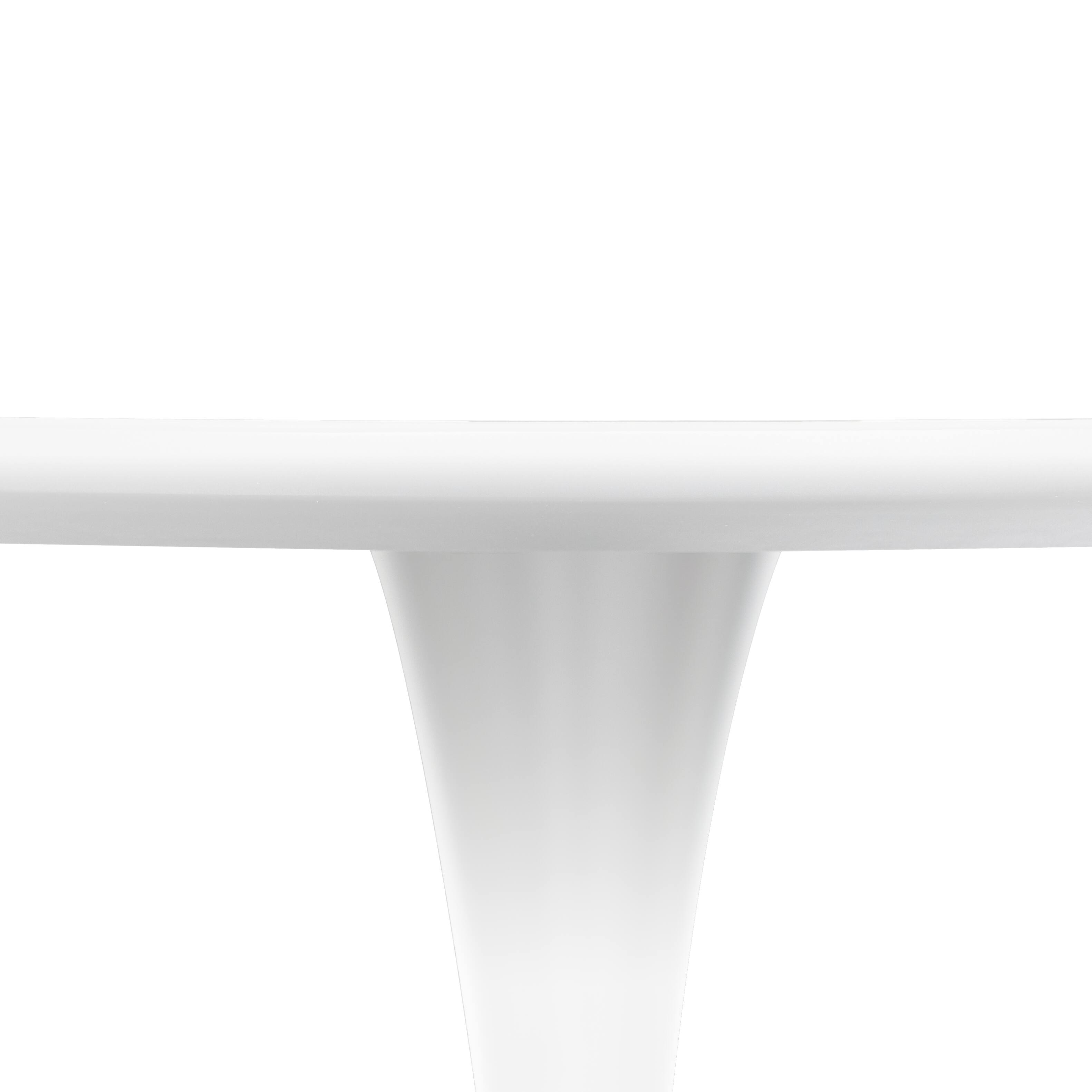 Alt View 4. LeisureMod - Bristol Modern 35" MDF/Stone Round Dining Table, Mid-Century with White Pedestal Base for Kitchen - MDF - White.
