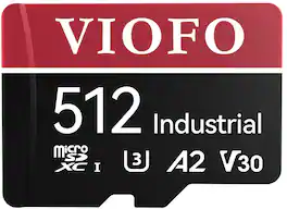 VIOFO - 512GB Industrial Grade microSD Card, U3 A2 V30 High Speed Memory Card with Adapter, Support Ultra HD 4K Recording