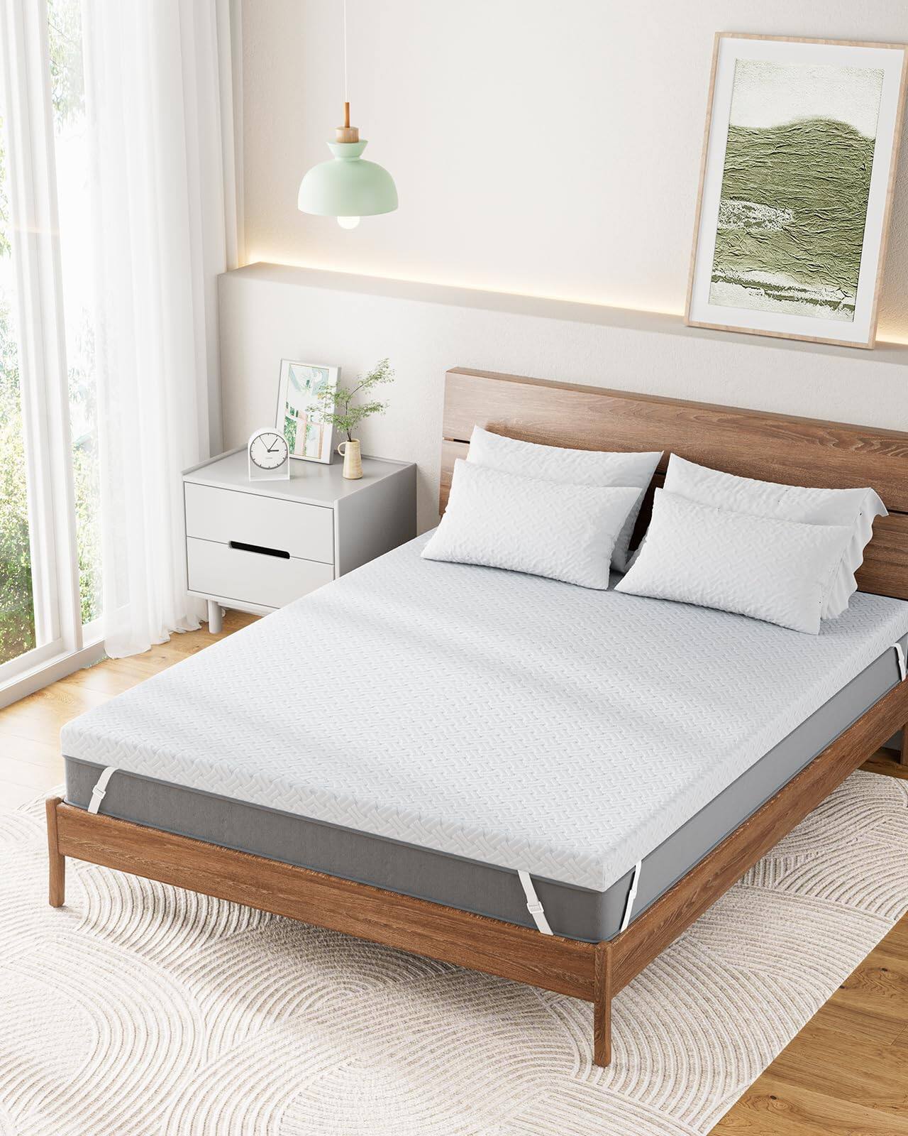 Alt View 3. Comfort Essence - Queen Mattress Topper - Memory Foam Pad For Bed With Cover Removable Washable Non-slip Certified - Full.