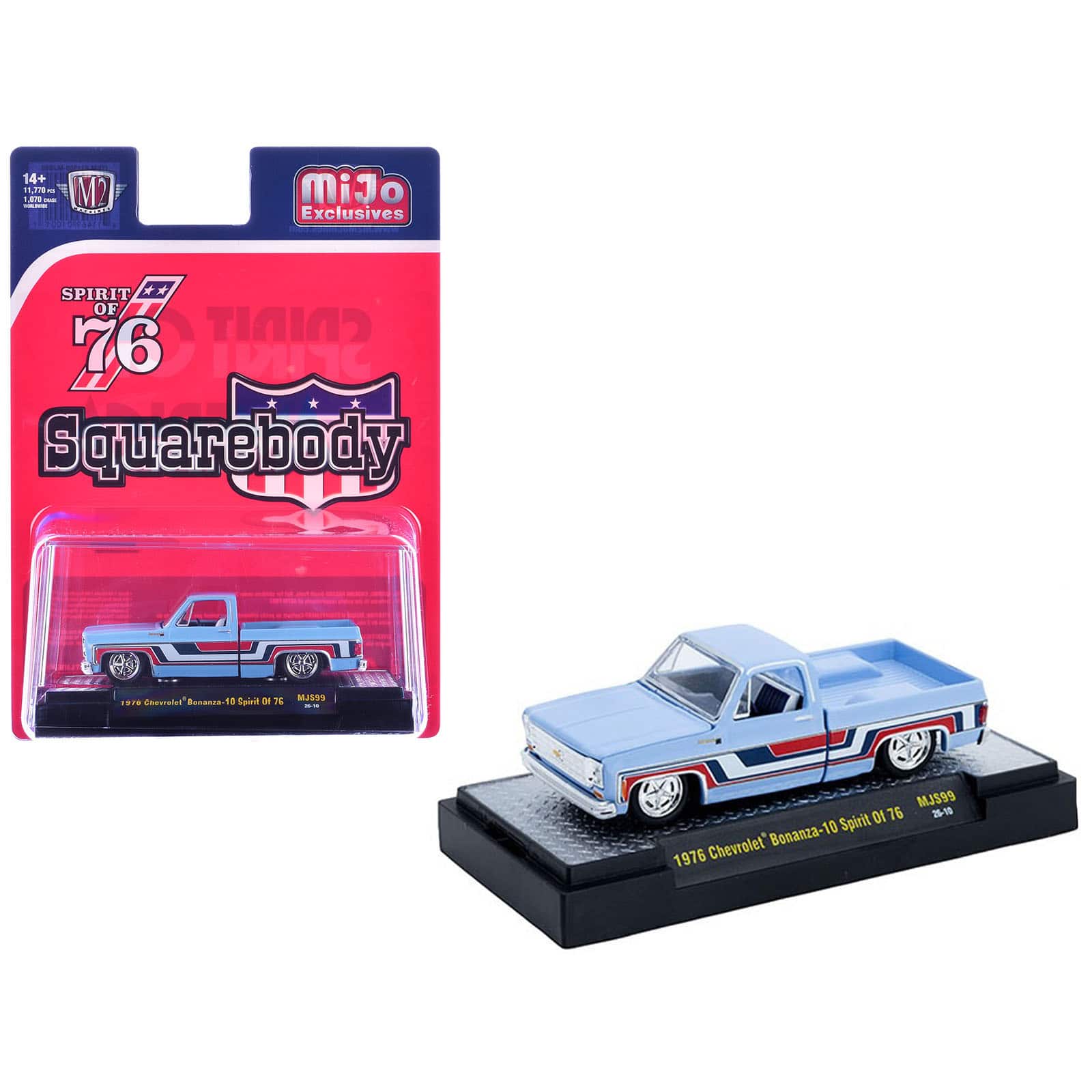 1976 Chevrolet Silverado Bonanza-10 Truck Light Blue w/Red, White, & Blue Graphics 1/64 Diecast Model Car by M2 Machines price history on PriceWatchPro