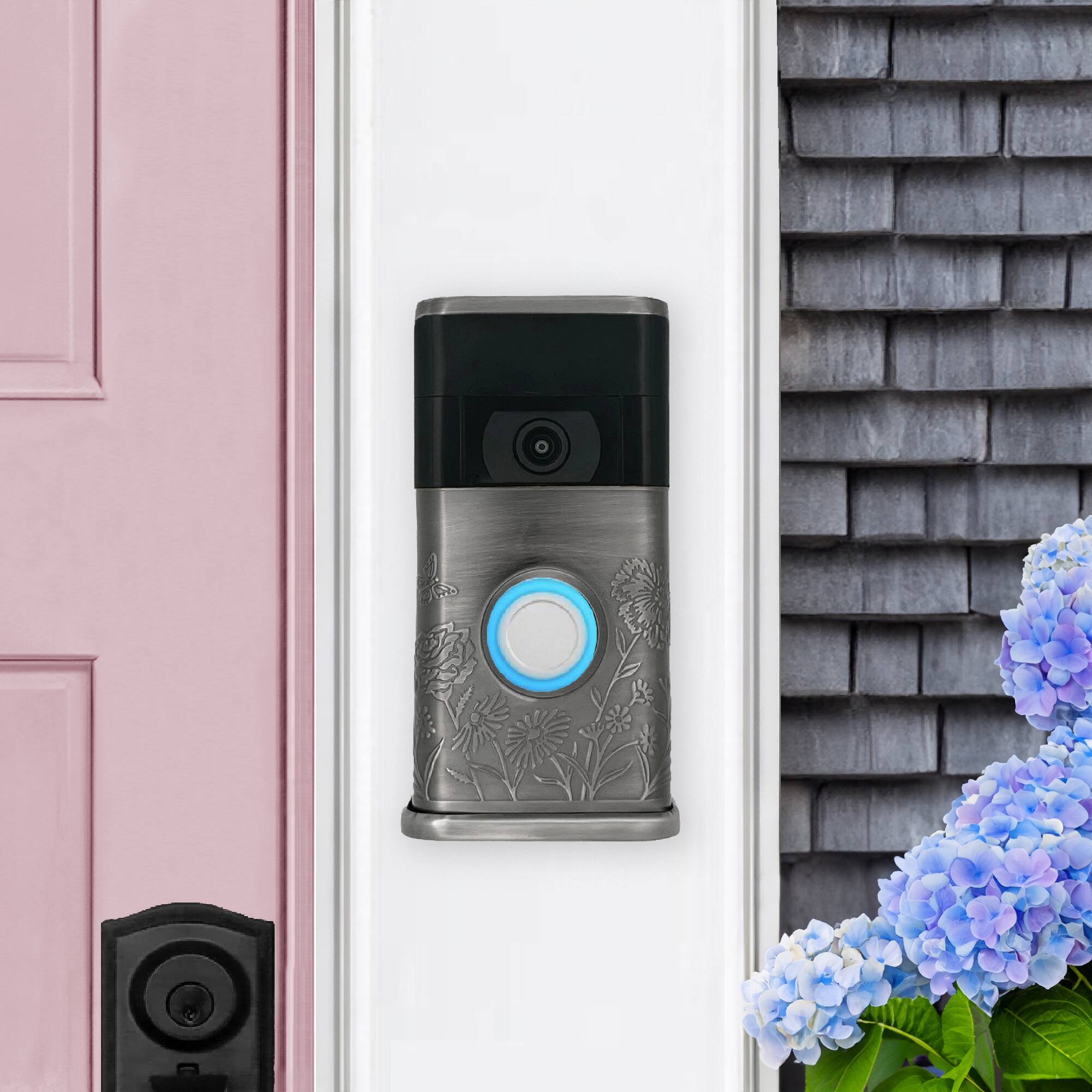 Alt View 3. Michael Healy - Garden Video Doorbell Cover (Ring 2nd Gen) - Antique Pewter.