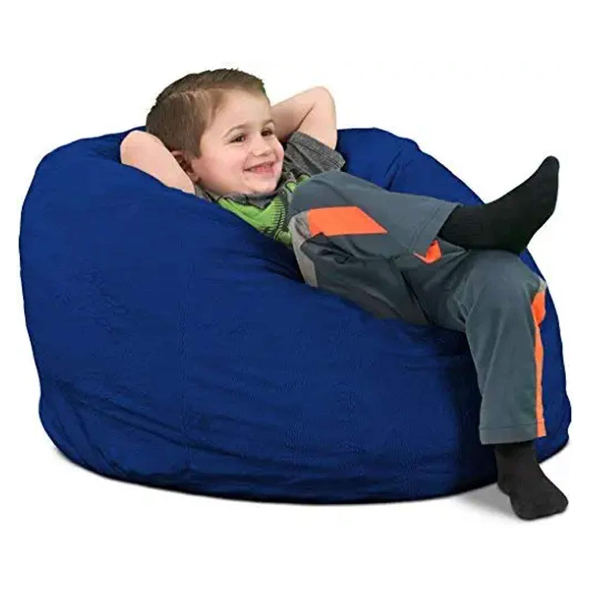 Ultimate Sack - Kids Bean Bag Chair, Oversized Indoor Comfy Lounger, Blue Suede - Electric Blue