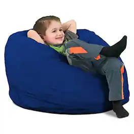 Ultimate Sack - Kids Bean Bag Chair, Oversized Indoor Comfy Lounger, Blue Suede - Electric Blue