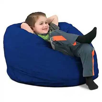 Front. Ultimate Sack - Ultimate Sack Kids Bean Bag Chair, Oversized Indoor Comfy Lounger, Blue Suede - Electric Blue.