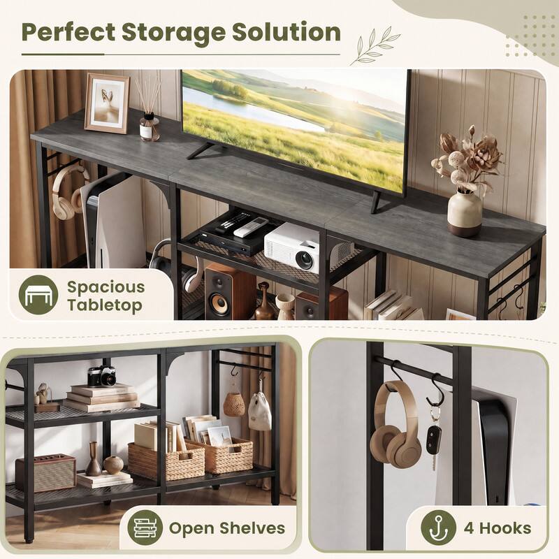 Perfect Storage Solution

- Spacious Tabletop
- Open Shelves
- 4 Hooks