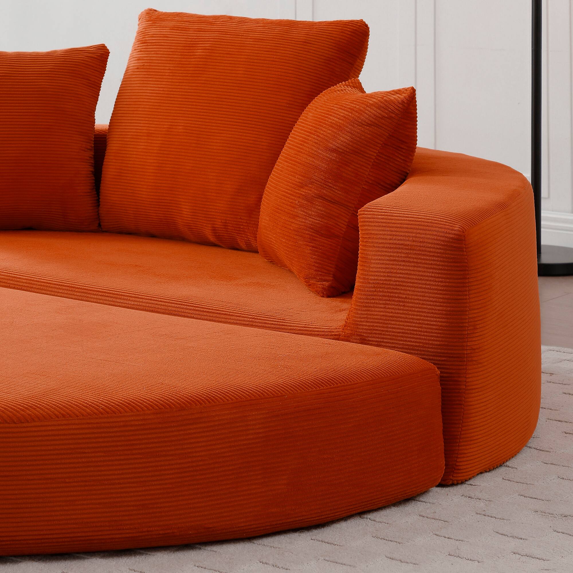 Alt View 3. Meqiodas - Convertible Sofa Couch Bed, Multi-Functional, Circular Bed, Adjustable Futon Sofa, No Assembly - Orange.
