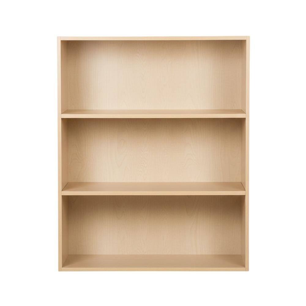 Back. FurniFact - Wooden 3-Tier Open Shelf with Finish for Storage and Display - Steam Beech.