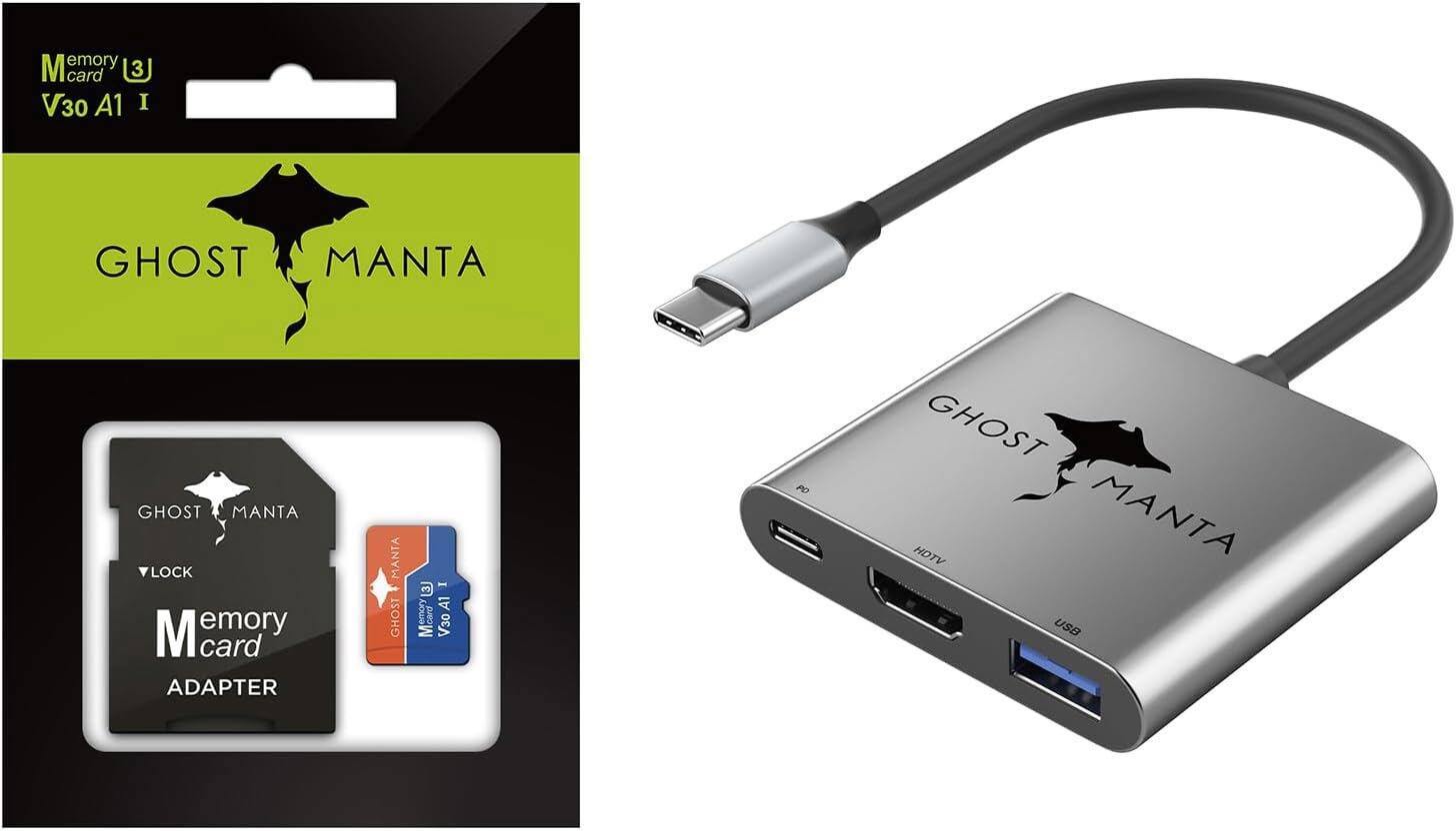 Sure, here is the corrected and grouped text from the image:

---

**Memory Card**

- V30 A1 I

**GHOST MANTA**

**LOCK**

**Memory Card Adapter**

**GHOST MANTA**

**USB**

**HDTV**

**PD**

---

This text is organized based on the visible elements in the image.