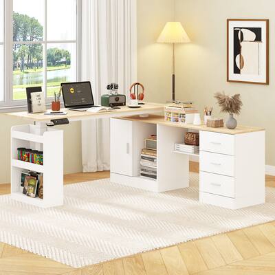 Famapy L Shaped Electric Standing Desk with Storage Height Famapy L Shaped Electric Standing Desk with Storage Height