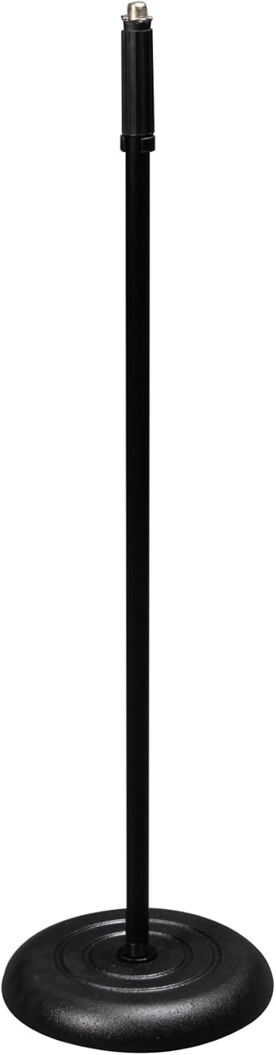 Left. Gator Frameworks - Rok-it Tubular Microphone Stand With 10" Round Cast Iron Base & Twist Clutch Height Adjustment, Heavy Duty Construction.