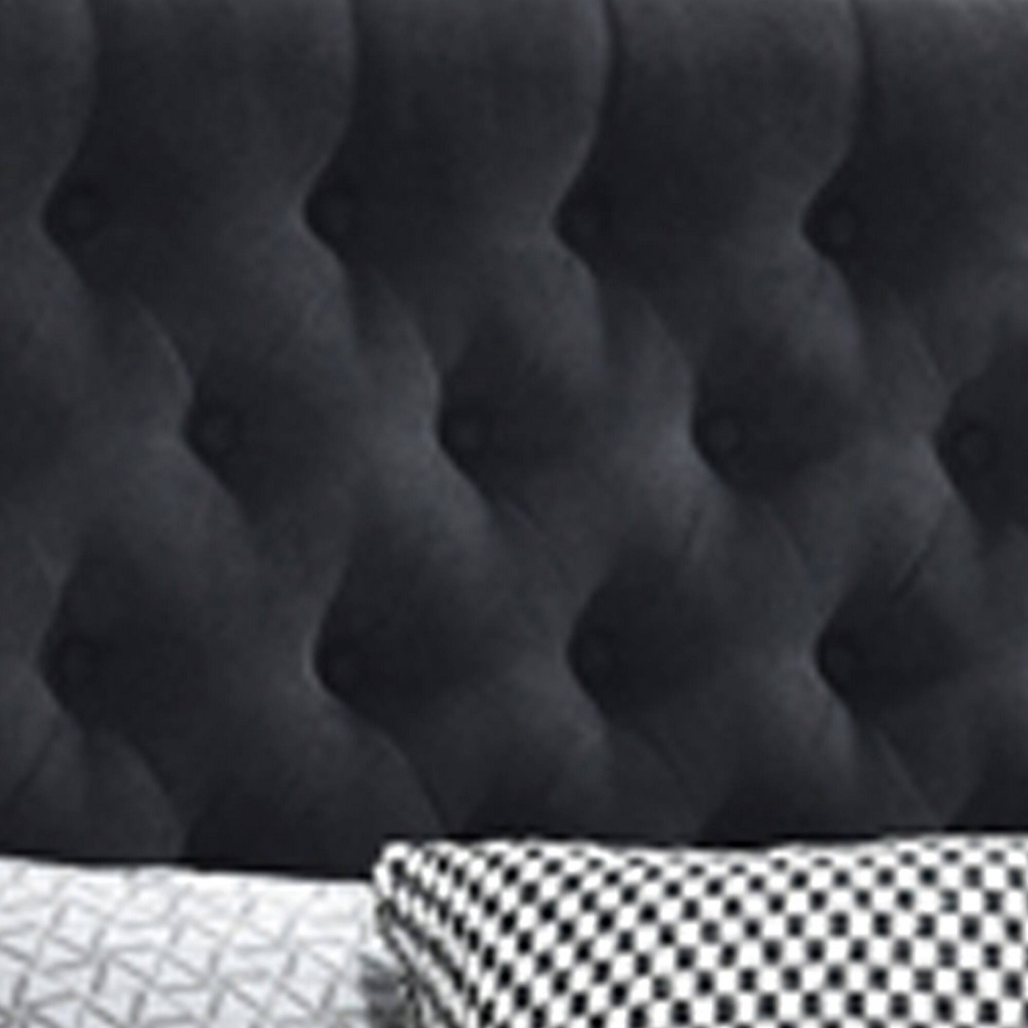 Alt View 2. Manhattan Lane - Fabric Upholstered Wooden Queen Size Bed with Bottom Drawers - Black.