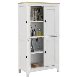 Homcom - Bathroom Cabinet, Bathroom Floor Cabinet with Adjustable Shelves, Freestanding Storage Cabinet with Doors - White