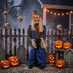 Winado - 4.5FT Halloween Scarecrow with Red Eyes, Scary Sound, Raises Head for Indoor Outdoor Yard Garden Holiday Decorations - Multicolor