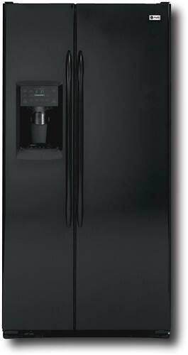 Front Standard. GE - Profile 24.6 Cu. Ft. Counter-Depth Side-by-Side Refrigerator - Black-on-Black.