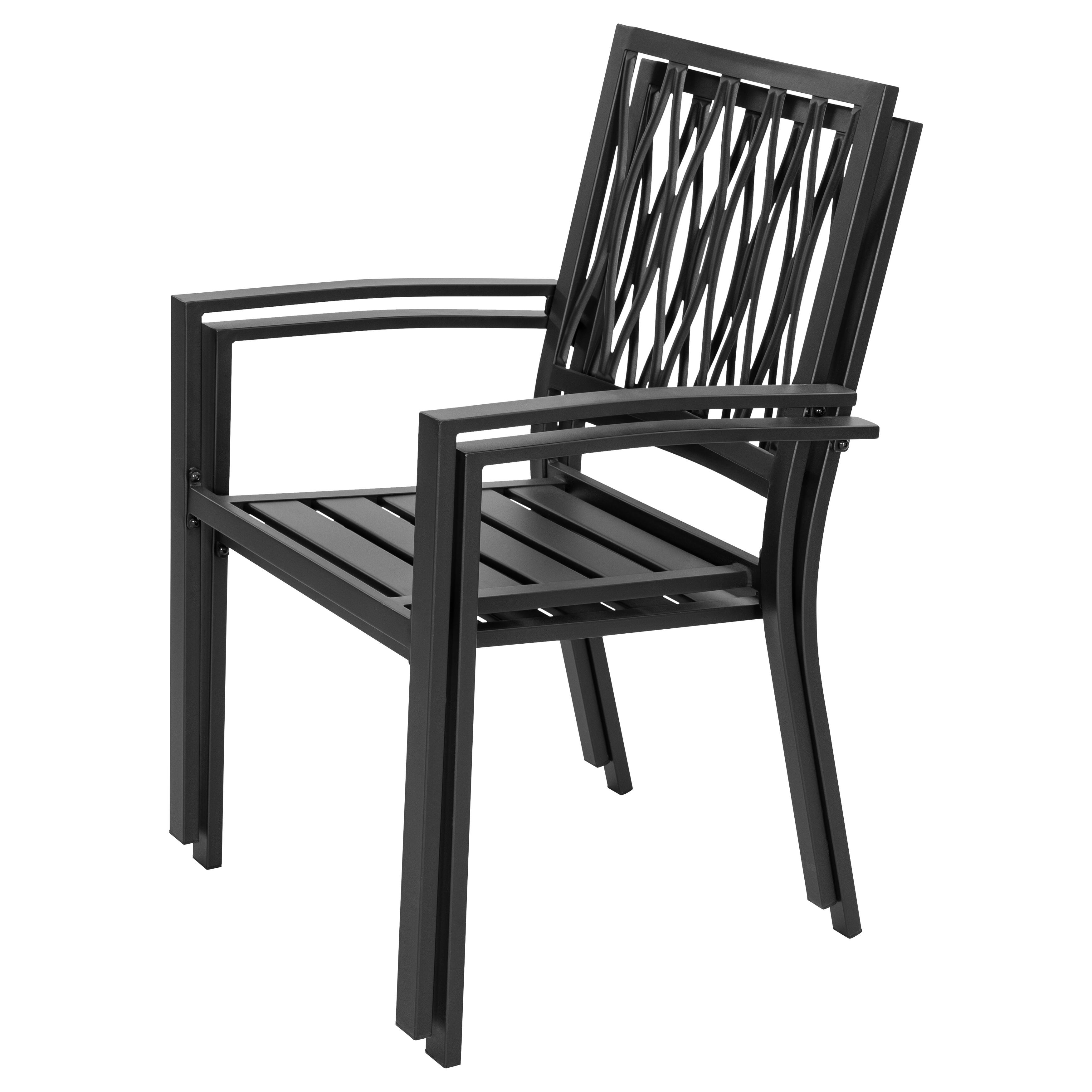 Alt View 9. Nuu Garden - Set of 2 Outdoor Patio Chairs, Powder-Coated Iron Frame Bistro & Dining Chairs for Garden - Black.