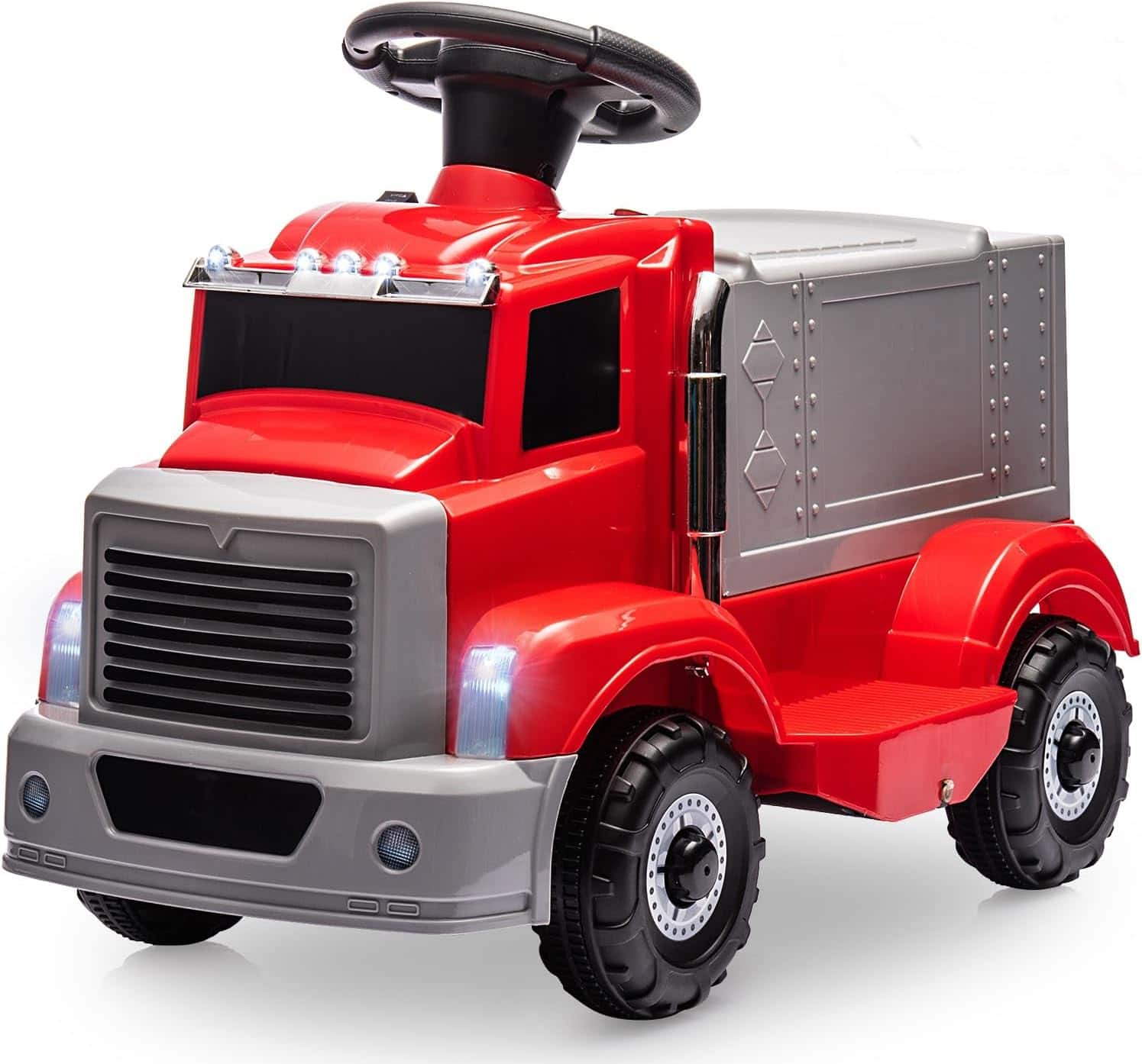 Jojoka - 6V Ride On Car for Kids Ages 1-3 with Rechargeable Battery, LED Lights, Music, Ergonomic Seat - Red