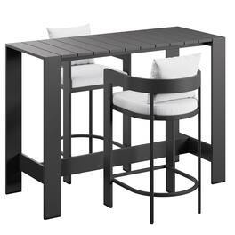 Modway - Tahoe 3-Piece Outdoor Patio Aluminum Bar Set - White