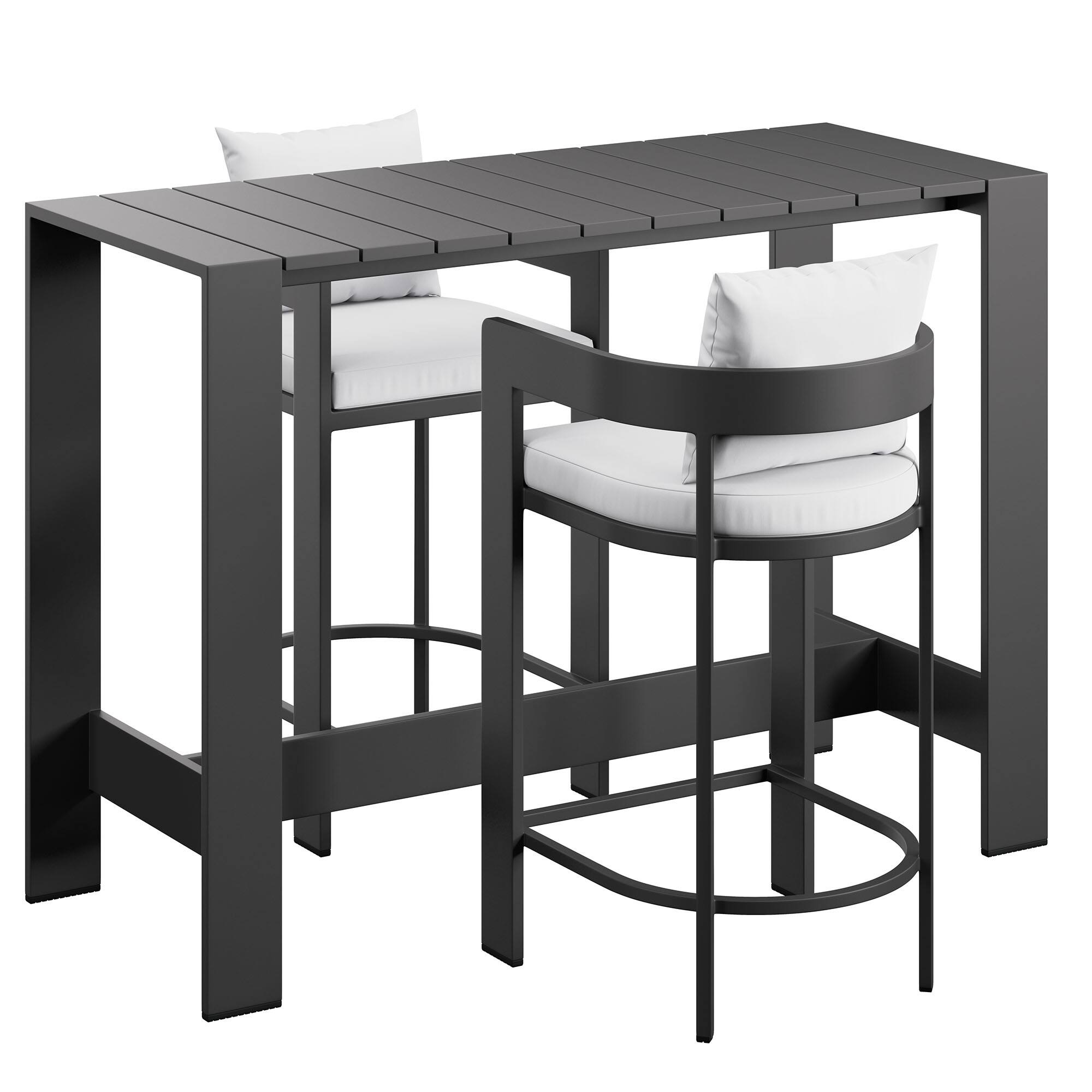 Front. Modway - Tahoe 3-Piece Outdoor Patio Aluminum Bar Set - White.