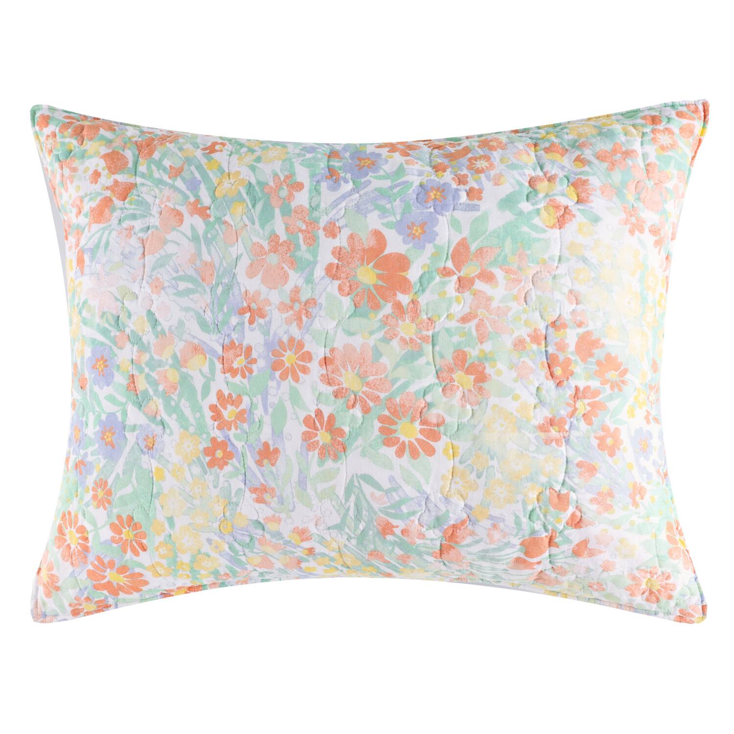 Left. Greenland Home Fashions - Greenland Home Fashions 100% Cotton Face 100% Microfiber Alice Pastel Sham Standard Pastel - Pastel.