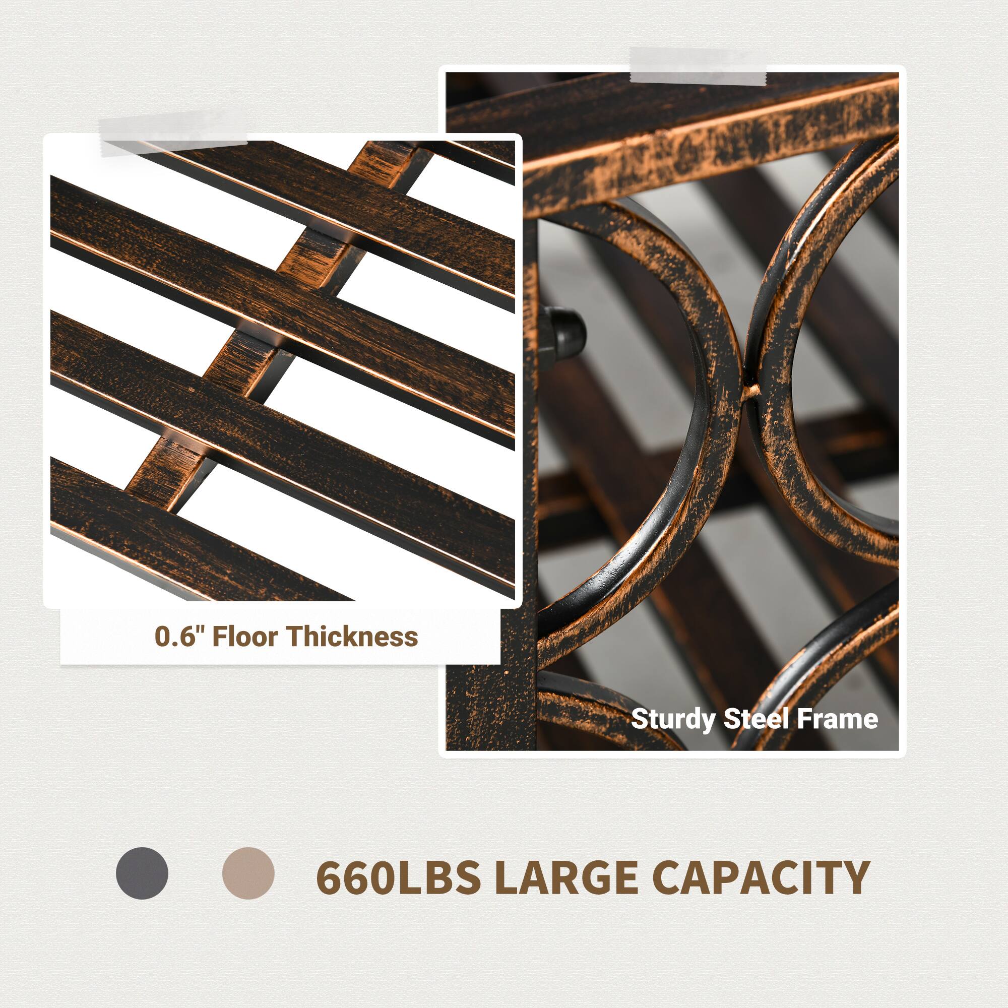 0.6" Floor Thickness  
Sturdy Steel Frame  
660LBS LARGE CAPACITY