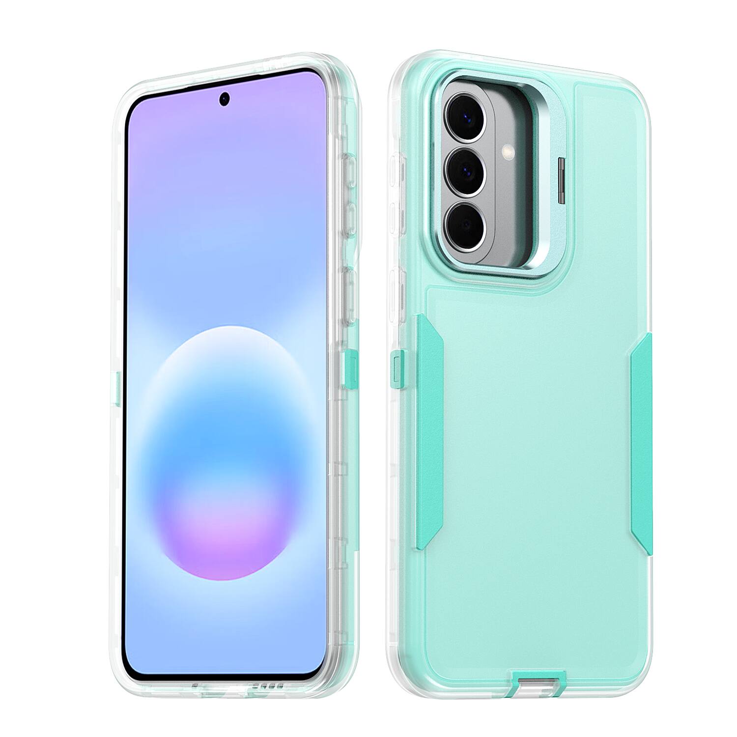Angle. UUCOVER - For Samsung Galaxy A36/A37/A56 5G Rugged Case with Lens Kickstand, Shockproof Dual Layer Cover Non-Slip Drop Protection - Cyan.