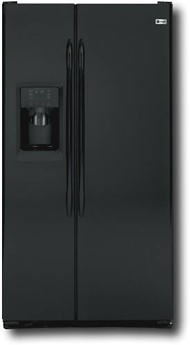 Front Standard. GE - Profile 23.4 Cu. Ft. Counter-Depth Side-by-Side Refrigerator - Black-on-Black.