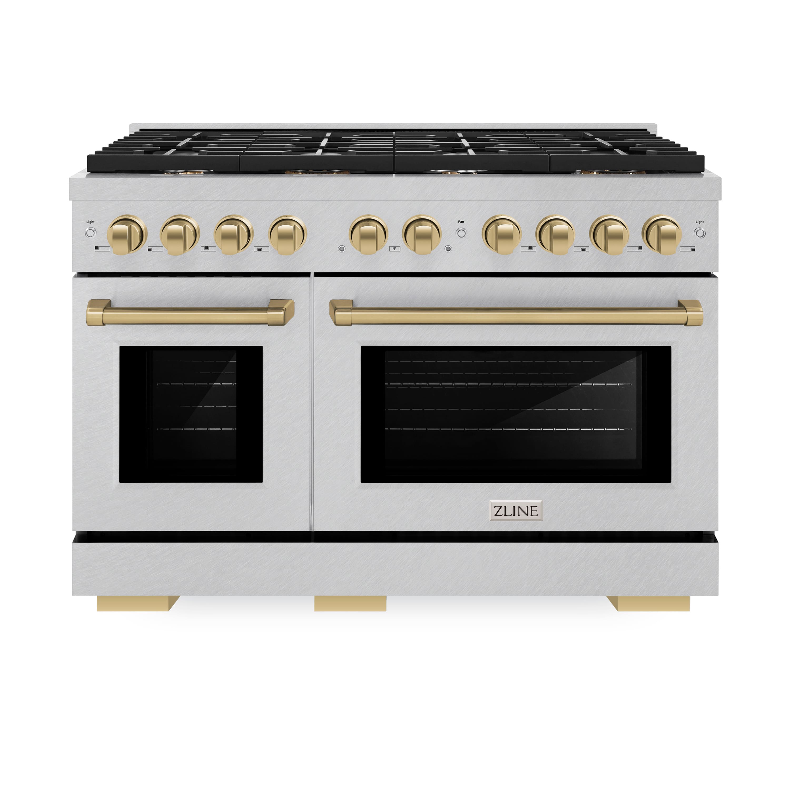 ZLINE - Autograph 48 in. Paramount Satin Steel Gas Range w/ 8 Burners & Bronze Accents (SGRSZ-48-CB) - Stainless Steel - Front_Zoom