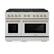 Front. ZLINE - ZLINE Autograph 48 in. Paramount Satin Steel Gas Range w/ 8 Burners & Bronze Accents (SGRSZ-48-CB) - Stainless Steel.