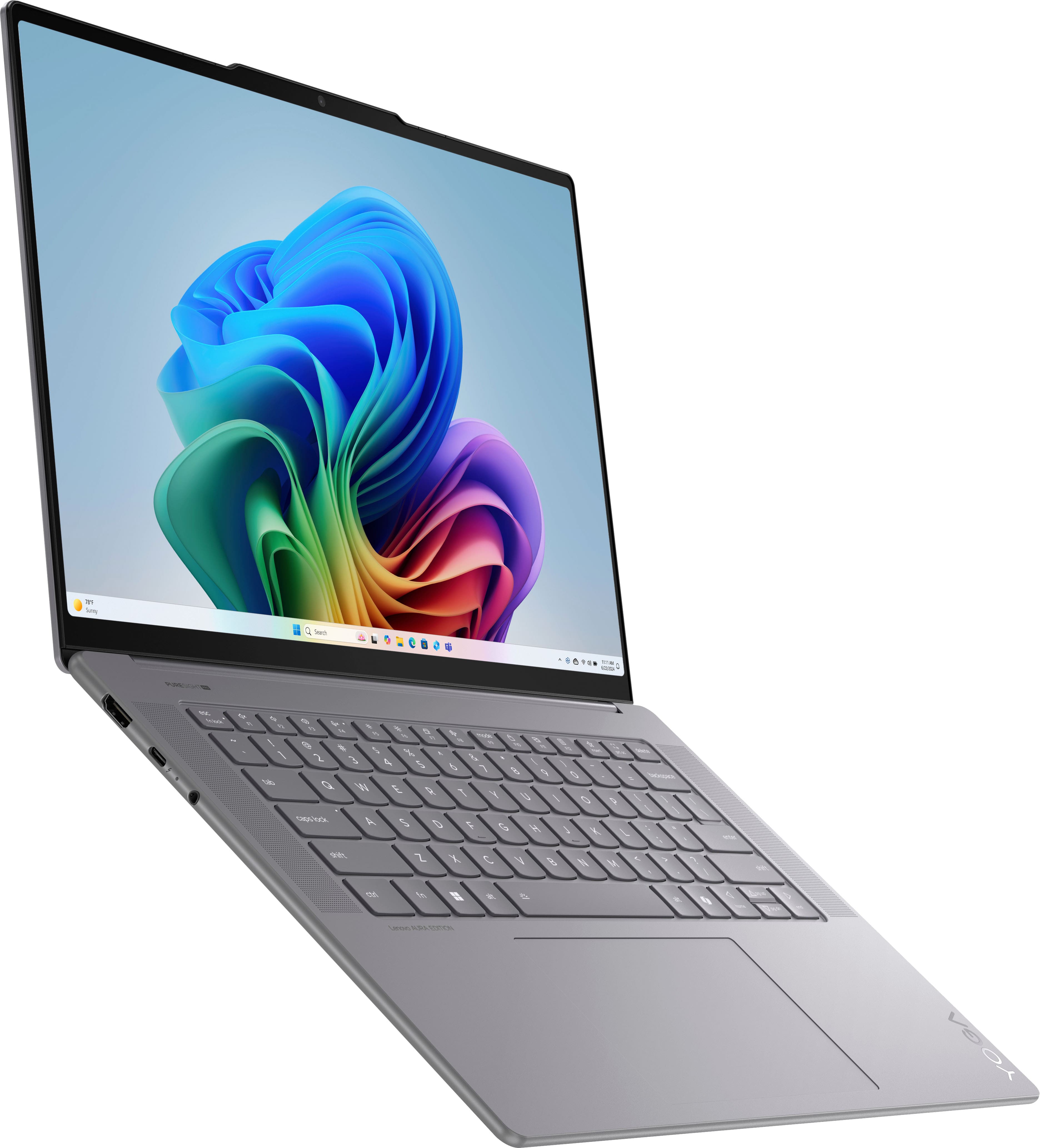 Alt View 16. Lenovo - Yoga Slim 7i Aura Edition - Copilot+ PC - 15.3” 3K 120Hz Touchscreen Laptop - Intel Core Ultra 7 256V 2024 - 16GB - 1TB - Luna Gray.