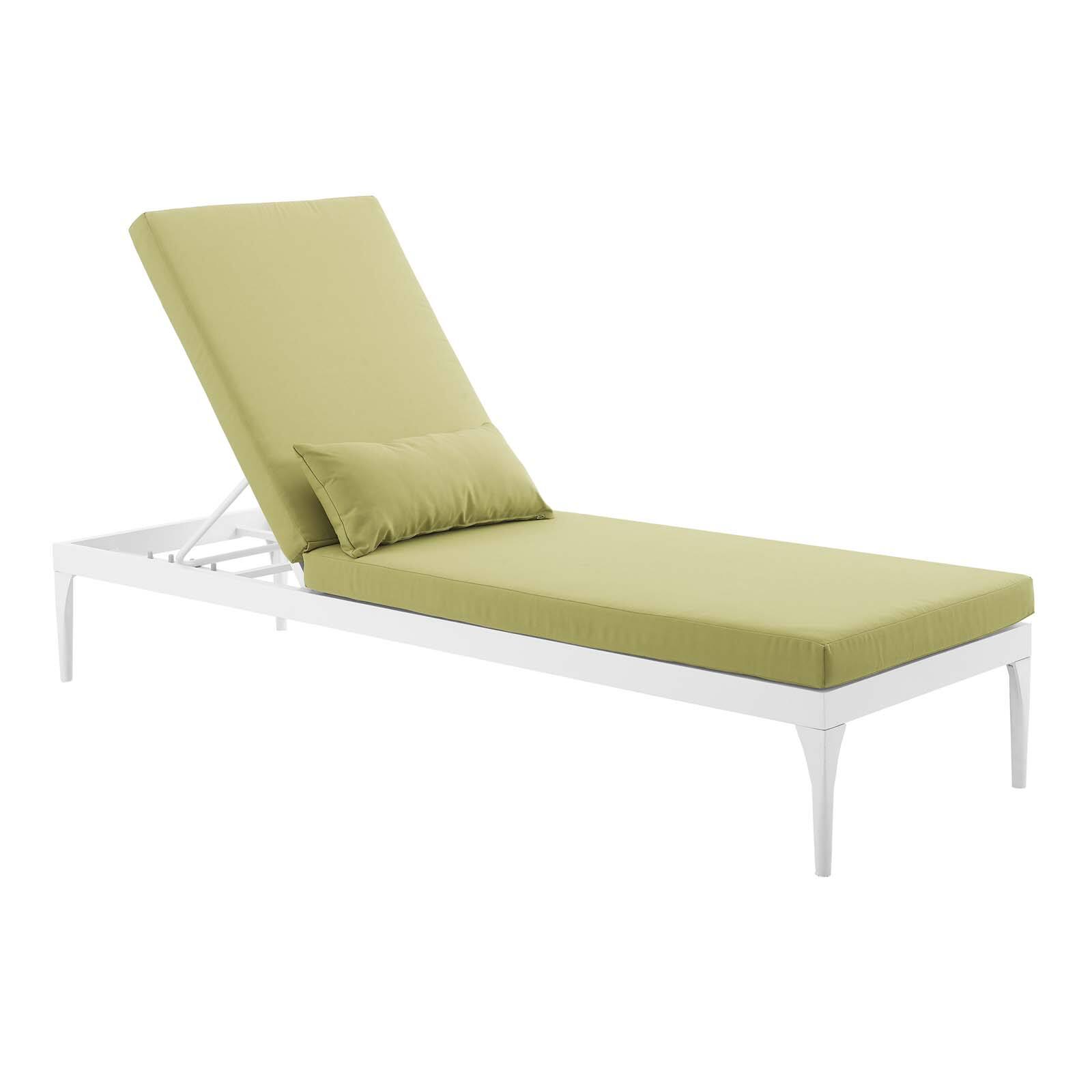 Angle. Modway - Perspective Cushion Outdoor Patio Chaise Lounge Chair by Modway - White Peridot.