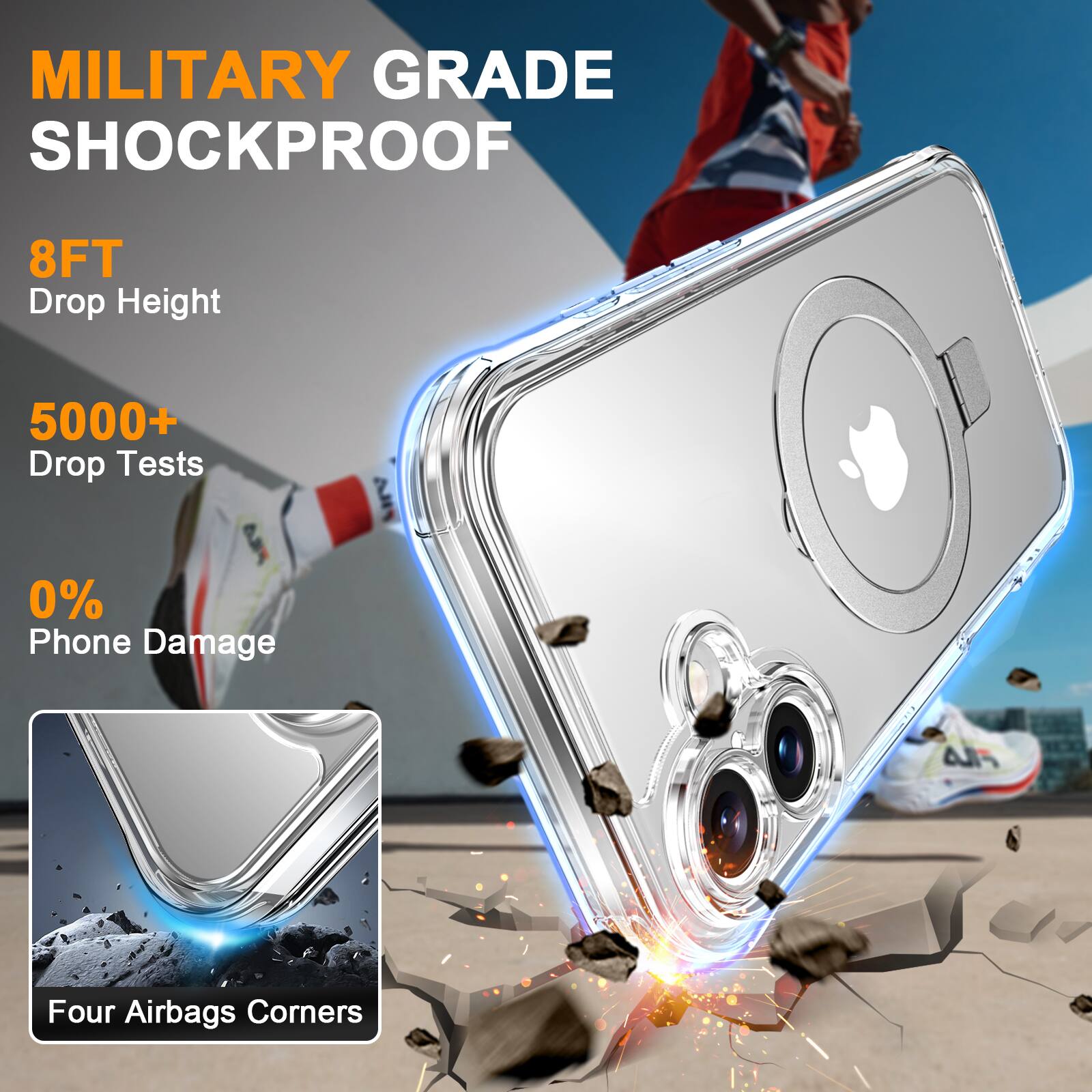 MILITARY GRADE SHOCKPROOF

8FT Drop Height

5000+ Drop Tests

0% Phone Damage

FILA

Four Airbags Corners