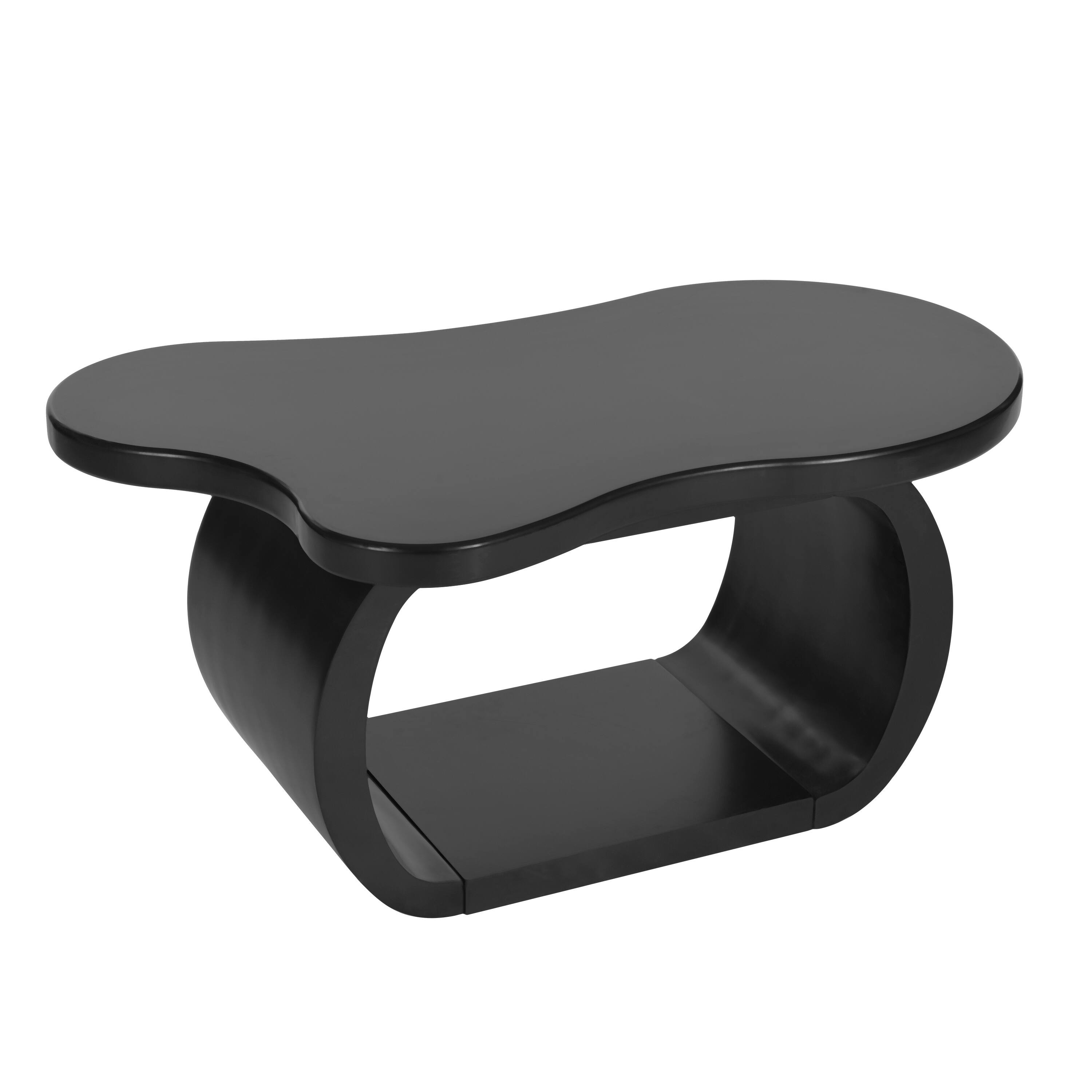 Front. Ecooso - Modern Cloud Coffee Table with 1.5" Thick Tabletop, Cream Style Irregular End Table with Curved Legs, Unique Design - Black.